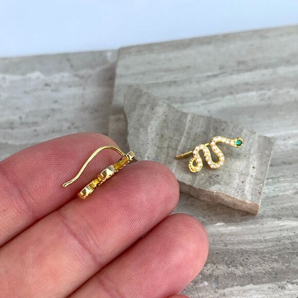 NEW ~ Anthropologie SHASHI Serpent Climber Gold Earrings - Picture 9 of 12